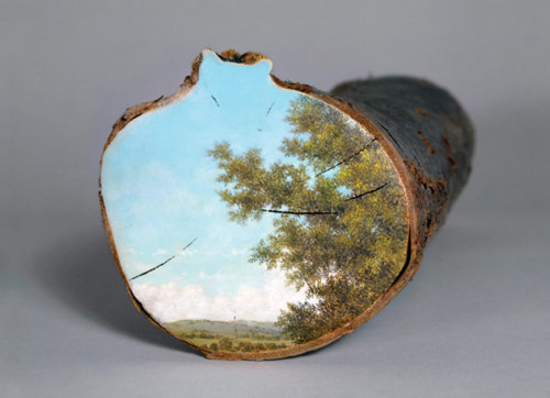 culturenlifestyle:Stunning Paintings on Fallen Tree Logs Portray Their Scenic Origin Artist Alison M