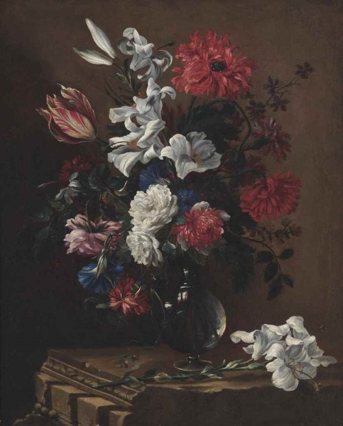 Nicolas Baudesson  (1611 - 1680)“Lilies, tulips, peonies, morning glories and other flowers in a gla