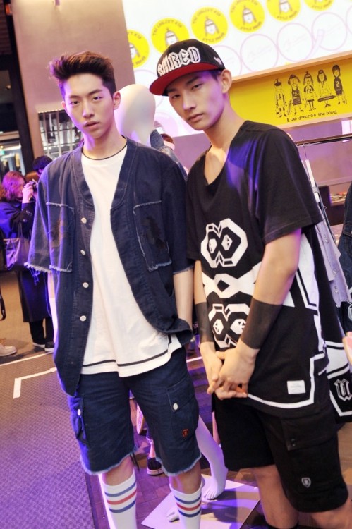 koreanmalemodels:  Nam Joohyuk and Park Hyungseop for Steve J & Yoni P Longboard Collection Open Party (cr: streetper.co.kr)