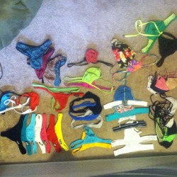 One of my followers asked how many thongs I have.   I counted 42