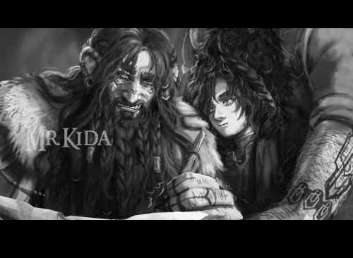 Thrr Helping His Son Thrin With Thorin's Homework