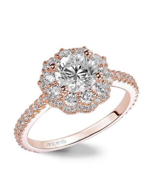 reveriesofcinderella:
“ ArtCarved rose gold & diamond engagement ring
”