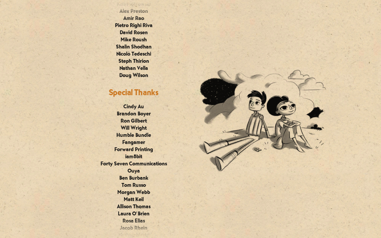 actually-bianca:  i love broken age credits so much    My dorks.My OTP.And their