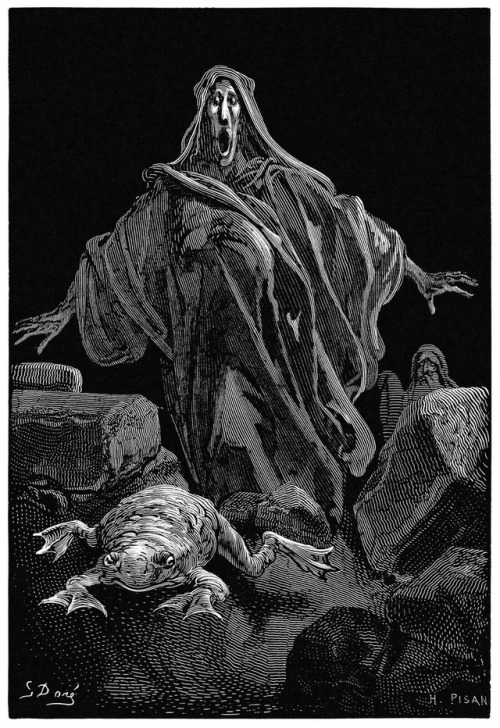 talesfromweirdland:The Shriek of Timidity.Gustave Doré illustration for The days of chivalry,