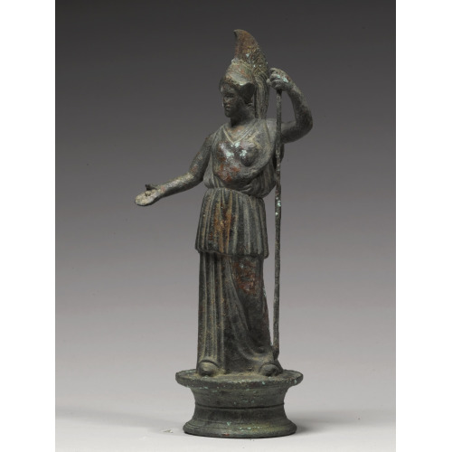 mini-girlz:ROMAN BRONZE FIGURE OF ATHENACIRCA 1ST/2ND CENTURY A.D.The goddess standing on a turned b