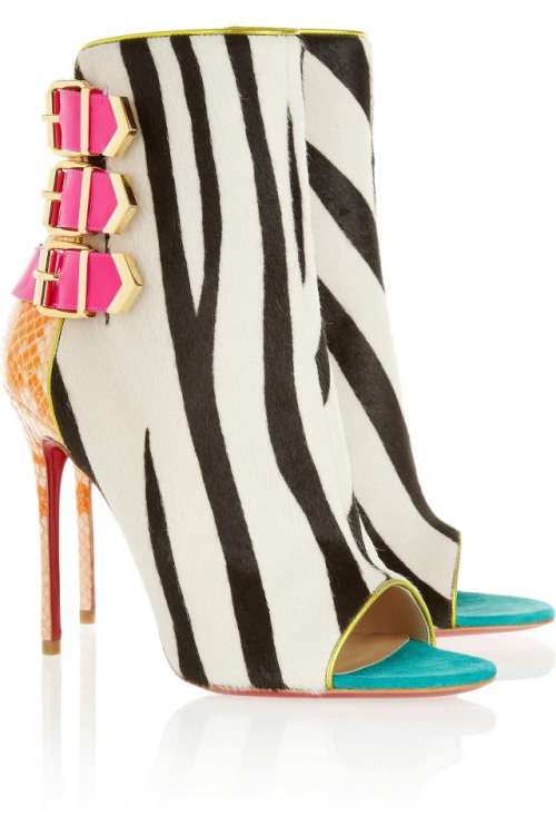 (via Multicolor Calf Hair and Python Ankle Boots)