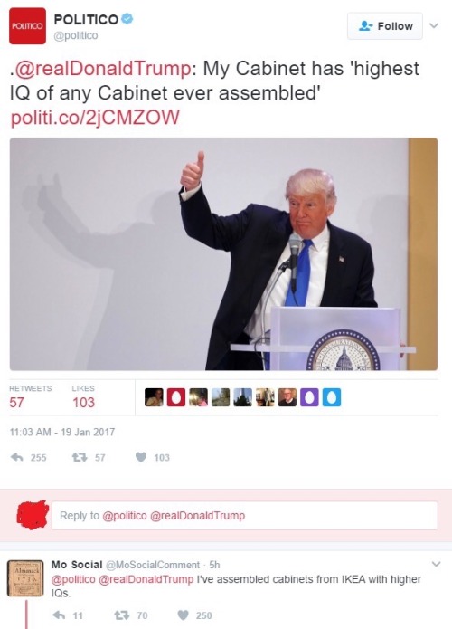 thefingerfuckingfemalefury: bringforththelight: He’d be burnt from that reply if he wasn’t so damn orange already. I cannot stop cackling right now :D 