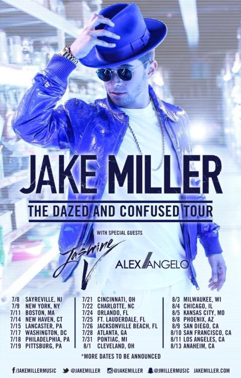 Jake will be going on tour this summer with Jasmine V and Alex Angelo! Here are the tour dates. 