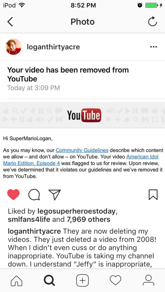 I Just Want To Start Out By Saying..... FUCK YOUTUBE!!! So, I Have Been A Fan Of SuperMarioLogans Channel