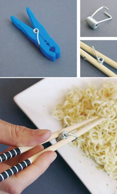 (Use a clothes pin to make chopsticks foolproof)