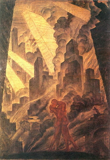 mstislav-dobuzhinsky: The Kiss, 1916, Mstislav Dobuzhinsky