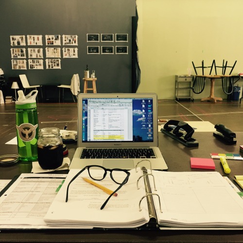 jellysnack:  Stage management still life: rehearsals featuring props plot and iced coffee