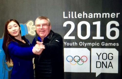 Yuna and IOC president Thomas Bach at Lilliehammer Youth Olympics 2016