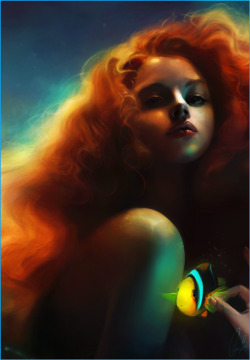 Not A Nude, But There&Amp;Rsquo;S Some Magic. Nebula Hair!Ariel And Flounder By Meirou