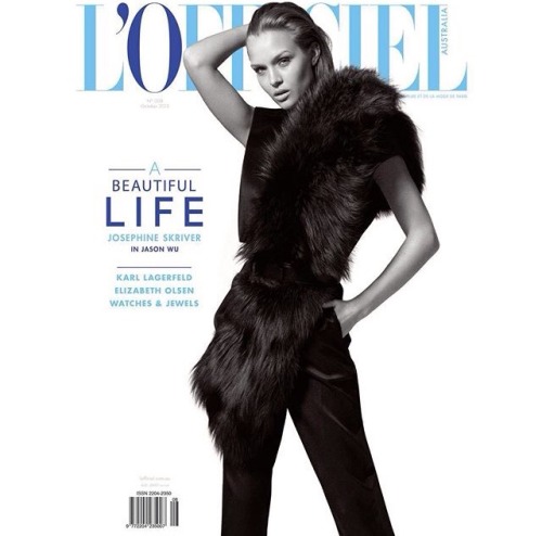 Josephine Skriver on the cover of L'Officiel Australia, October 2015. Photographed by Philip Gay.