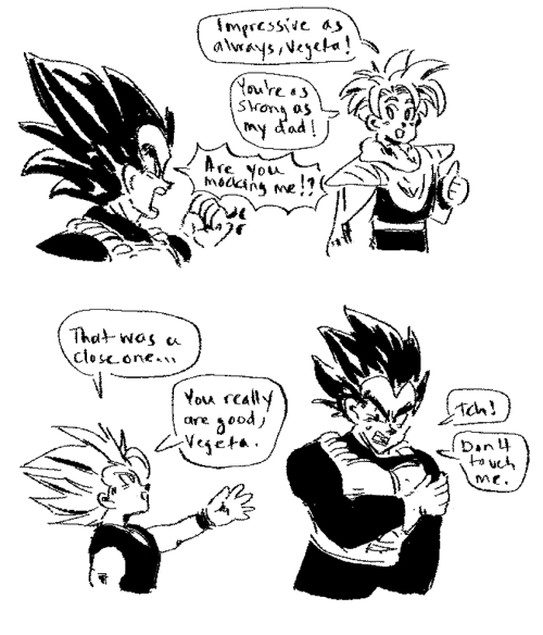 dailycupofcreativitea:Based on quotes from FighterZ. Gohan is always praising Vegeta, and we all k