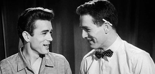jamesdeandaily:Elia Kazan: Now what do you think of each other?James Dean and Paul Newman in a scree