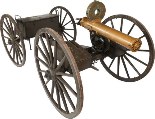 peashooter85:  US Model 1883 Colt Gatling gun with original limber and accessories. Sold at Auction: 趃,050 