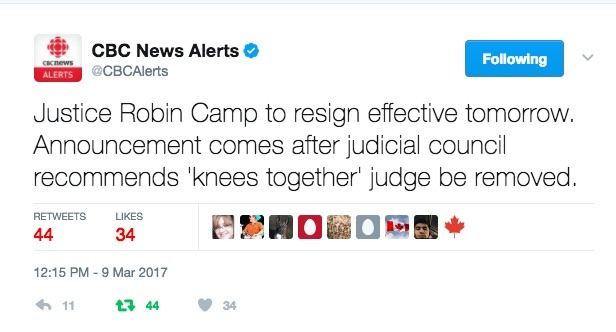 Judicial council recommends Justice Robin Camp be removed