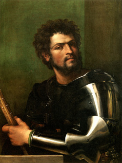 atnnyc:  Sebastiano del Piombo, Portrait of a Man in Armor, c. 1512 Oil on Canvas,  87.5 x 66.5 cm 