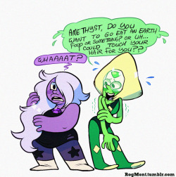 rogmont:   Just let me have this. Peridot is forever my fave gem and she just keeps getting better!   let her touch your hair~ * 3* &lt;3 &lt;3 &lt;3