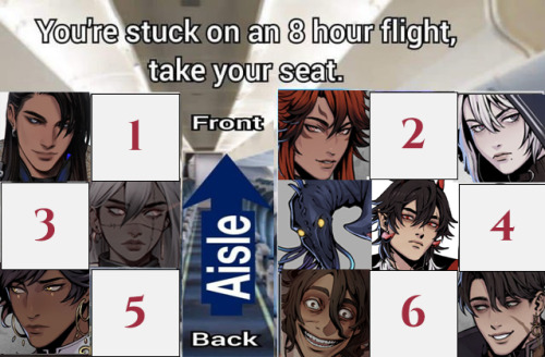 A graphic that says “You’re stuck on an 8 hour flight, take your seat” with the TOUCHSTARVED cast assigned to various seats.