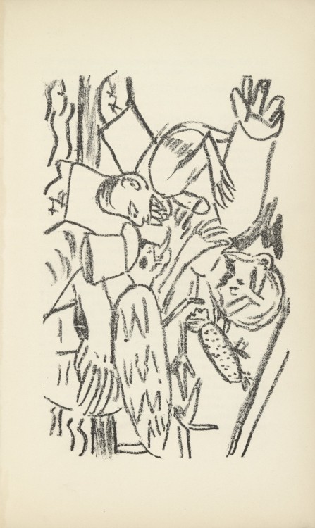 max-beckmann: First Illustration for Scene 2 (plate facing page 26) from Der Mensch ist kein Haustie