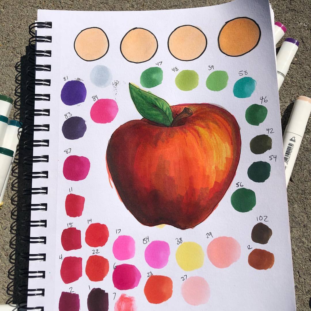 Realistic Picture Of Apple With Colorful Pencils Top View On Sketchbook  With Talented Drawing Of Cut Fruit With Used Tools Art Creativity  Inspiration Imagination Talent Painter Concept Stock Photo Picture And  Royalty