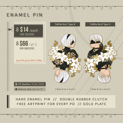 Nier Automata enamel pin PO is up now in my store ✨. I’m trying to capture both versions of th