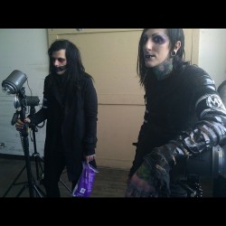 jeremysaffer:  Throwback. Behind the scenes with motionless in white. That time I turned @iwantyourskullsxxx &amp; @angeloparente into assistants to help carry lights on location. So proud to see how far they have all come since then. Best dudes. http://i