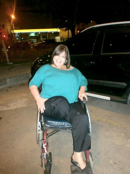 Nice plum SAK in her wheelchair