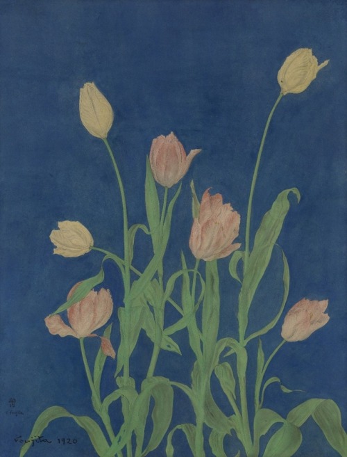 amare-habeo: Tsuguharu Foujita (Japanese/French, 1886-1968) Tulips, 1920Watercolour and ink on 