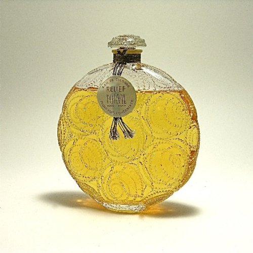 cair–paravel:1920s perfume bottles, ‘Lubin Enigma’by Viard, ‘Relief’ b