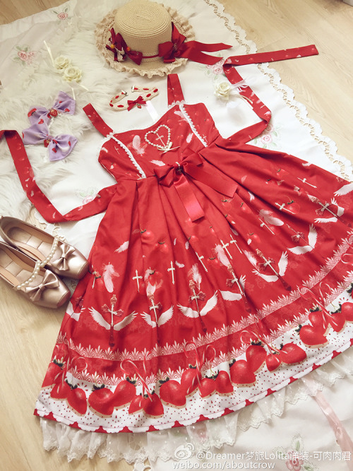 truth2teatold:Dreamer Strawberry Cross series preorder - jumperskirt, one piece dress, suspender s