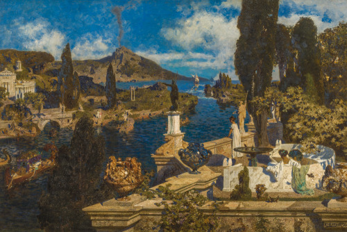 catonhottinroof:Alexander Rothaug (1871–1946) Antikisierende Landschaft, Villen am Sarnus