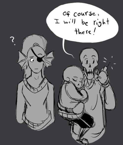 zeragii:NOT a ship. If any of you know me well, you know I love Sans and Undyne interacting. They’re