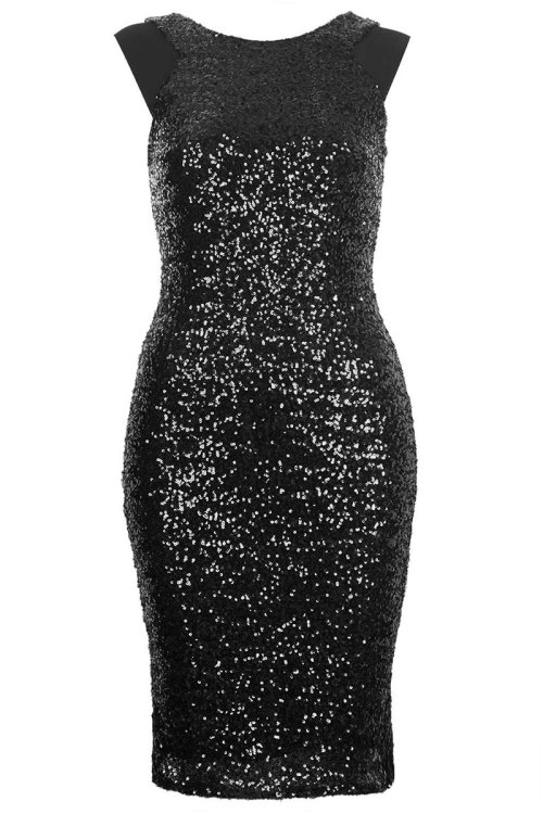 TFNC party dress - Round neckline - Full body sequin - Midi length - Sheer shoulder detail - Conceal