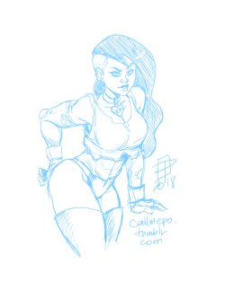 callmepo: Ending the day watching @krash-zone‘s stream … which inspires me to draw a trashy girl as cool down sketch. And thanks to a suggestion from @dragengd, here’s a trashy Shego! KO-FI / TWITTER   ;9
