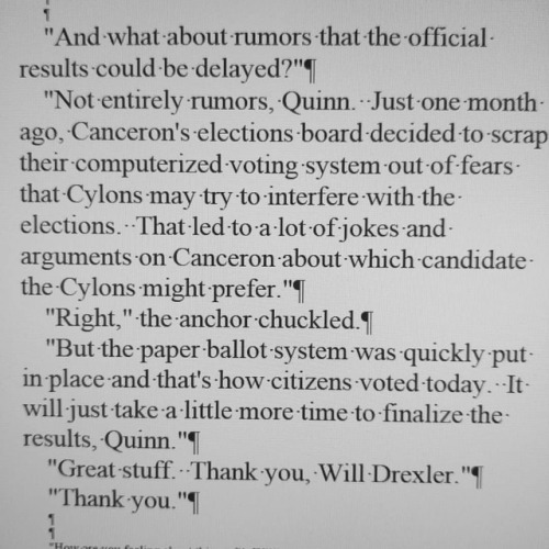 Election night in the #ColoniesOfKobol &hellip; I mean, this is a legit concern, right? #Cylons #Cap