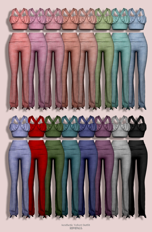 [RIMINGS] Aesthetic Velvet Outfit - FULL BODY- NEW MESH- ALL LODS- NORMAL MAP- 16 SWATCHES- HQ COMPA