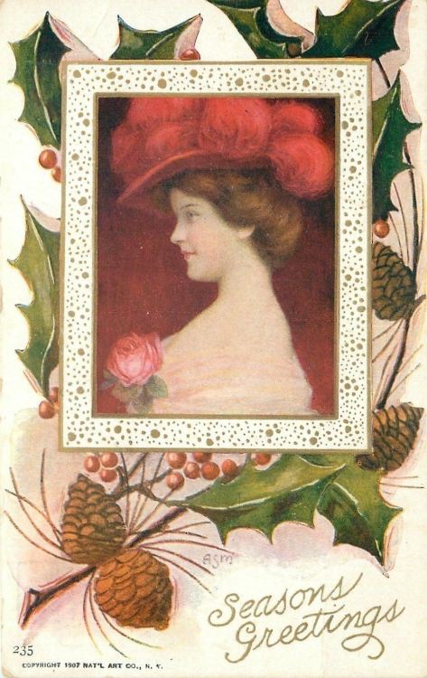 Seasons Greetings postcard, 1907 