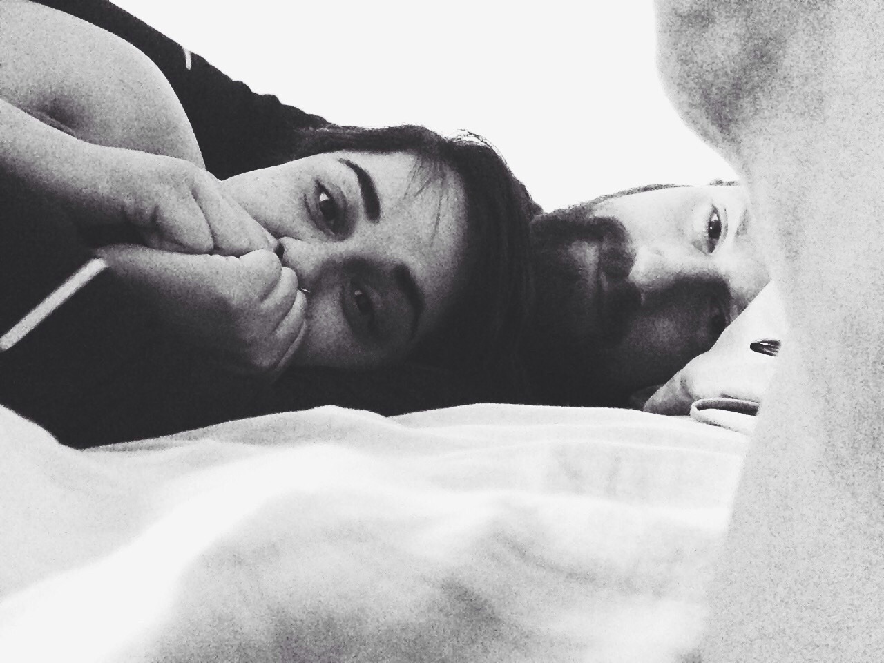 treeometry:Triad in bed. It’s so wonderful to be in love like I am. I have such