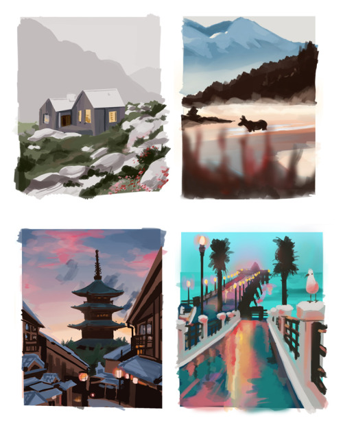 Places I want to visit someday ´ v `)These were studies I did weeks ago from several photo reference