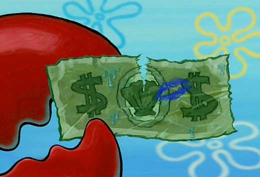 spongebobfreezeframes:  “This is an ordinary dollar that’s been crumpled up,