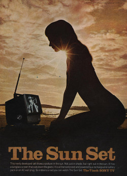 thepieshops:  The Sun Set Indoors or out you can watch the Sun Set. The 7 inch SONY TV