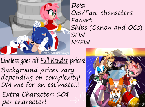 Pricing sheets for my Sonic Style Art Commissions!! If you have any questions or want to commission 
