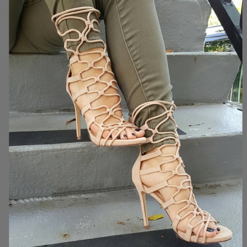 ideservenewshoesblog: Nude - lace up heels by Simply UBU Shoes