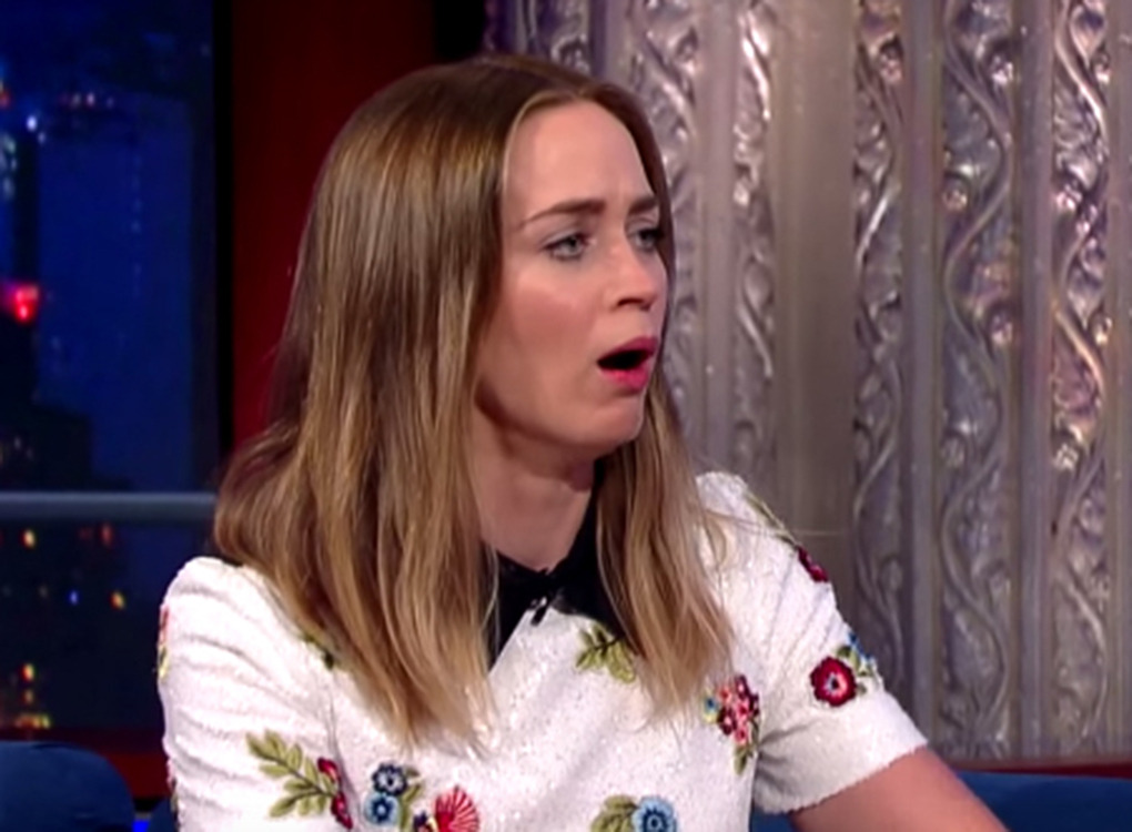 Emily Blunt And Stephen Colbert Face Off In A Fake Puke Battle For The Ages For some reason, both Emily Blunt and Stephen Colbert love pretending to almost throw up.