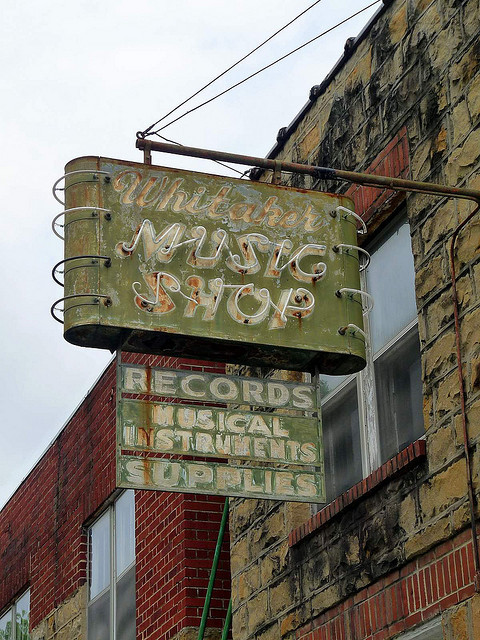 scenesofthebluegrass: Music Shop by BOB WESTON on Flickr.An old music store in Jenkins, Kentucky