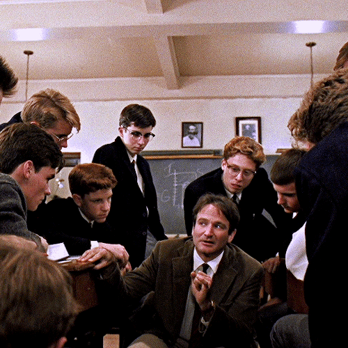 dailyflicks:DAILYFLICKS 20K EVENT: FAVORITE FALL/HALLOWEEN FILM PER MEMBER ↳ DEAD POETS SOCIETY (1989) — Elio (@djarin)  We read and write poetry because we are members of the human race. And the human race is filled with passion. And medicine, law,